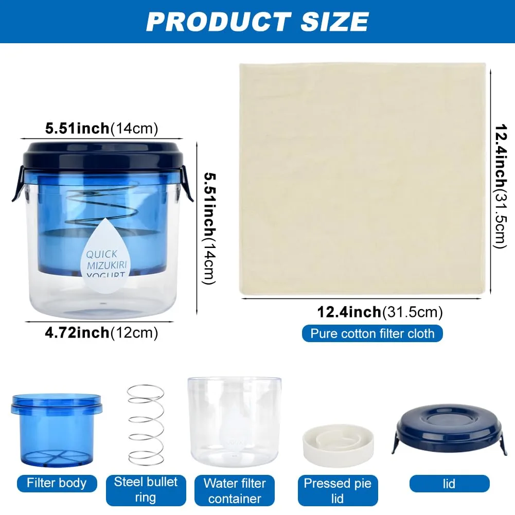 Greek Yogurt Strainer with Lid, Yogurt Filter for Greek-Yogurt Making – 450g Capacity, 2-Step Filtration with Press System, Easy to Clean Mesh Strainer
