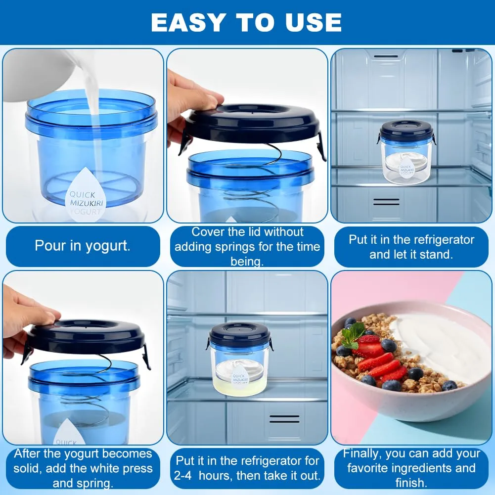 Greek Yogurt Strainer with Lid, Yogurt Filter for Greek-Yogurt Making – 450g Capacity, 2-Step Filtration with Press System, Easy to Clean Mesh Strainer