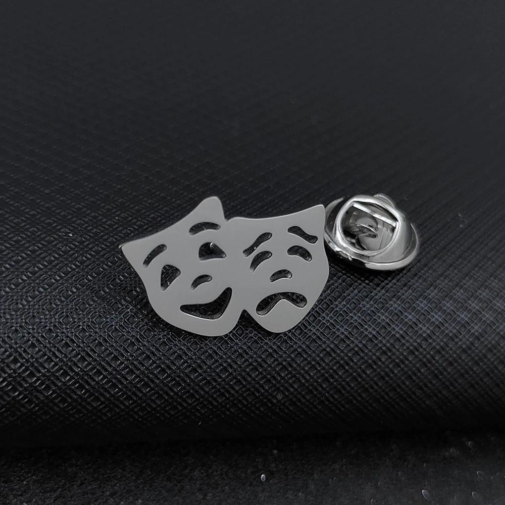 Retro Theatrical Mask Brooch Accessory