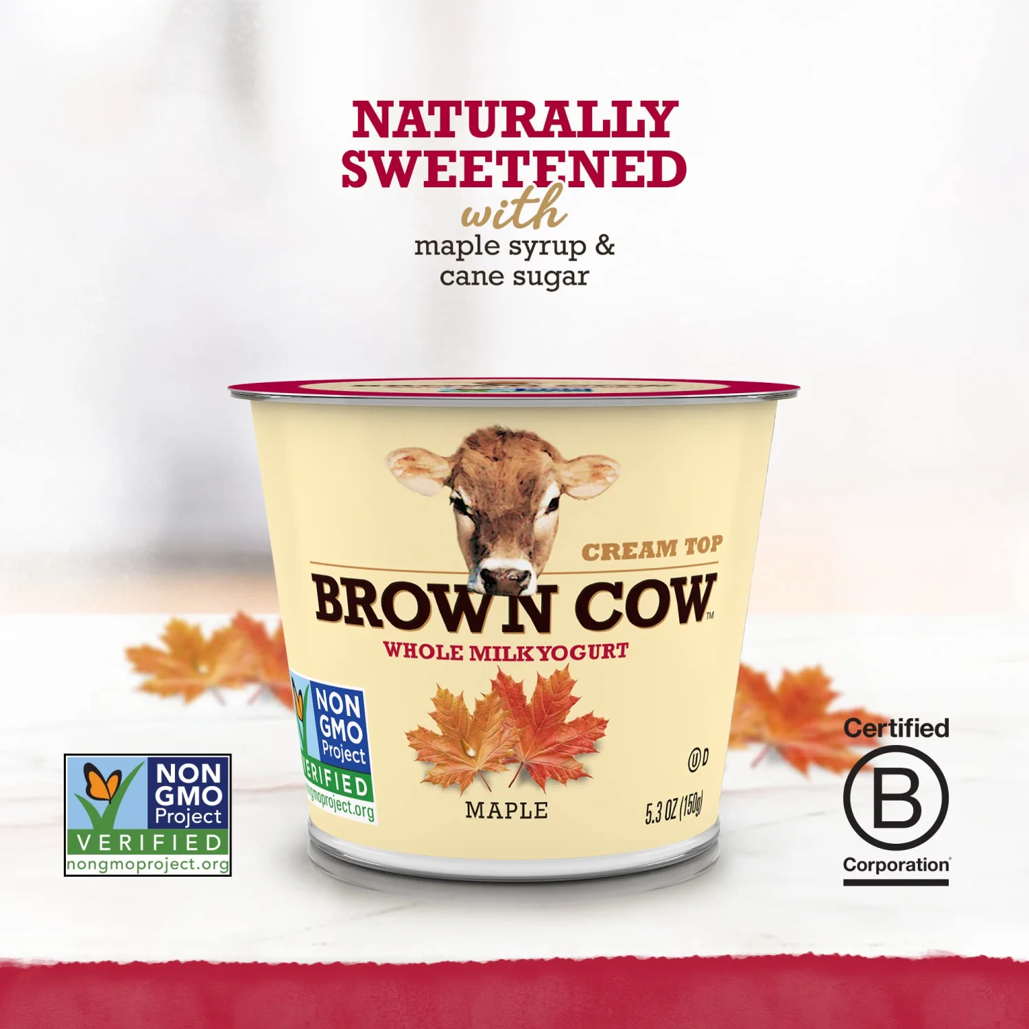 Brown Cow Cream Top Maple Whole Milk Yogurt, 5.3 oz. Cup - Creamy, Delicious Yogurt