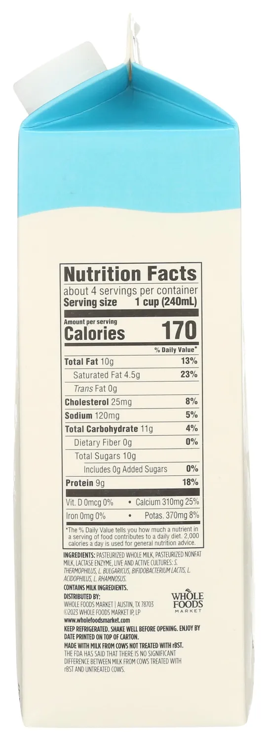 365 By Whole Foods Market, Whole Milk Plain Kefir, 32 Ounce