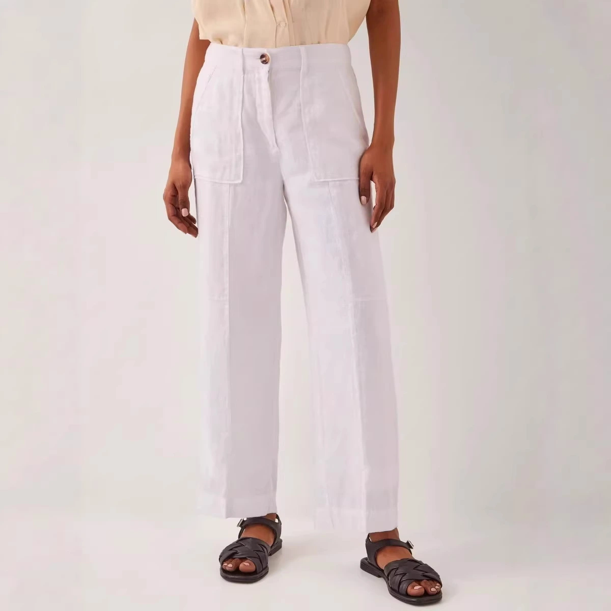 Big-pocket Elastic-waist Loose Casual Pants