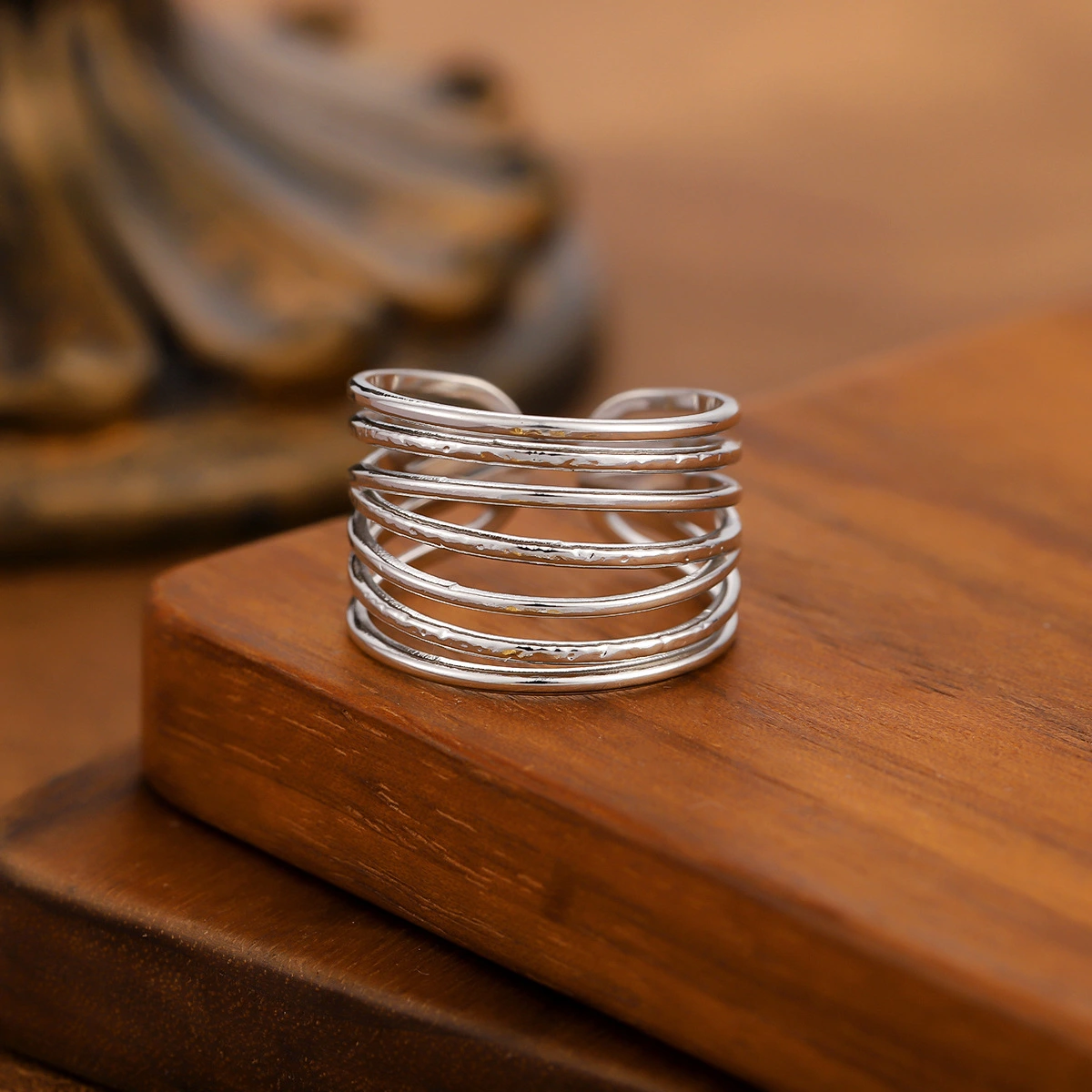 INS Style Titanium Steel Ring For Women, Light Luxury Advanced Sense, Niche Design, Open & Gold Plated Stainless Steel Fashion Ring