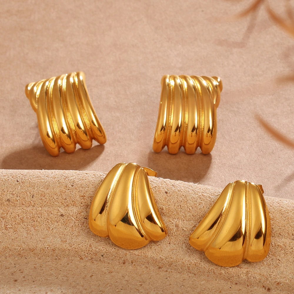 Vintage Woven Texture Four Leaf Clover Stud Earrings - 3D Stereo Design, Delicate & Luxurious Finish