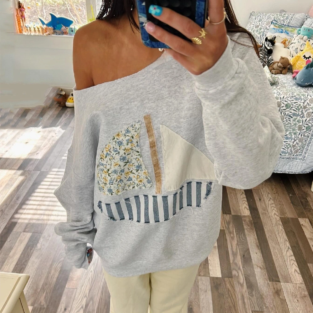Fashionable Off-Shoulder Pullover Sweatshirt For Women