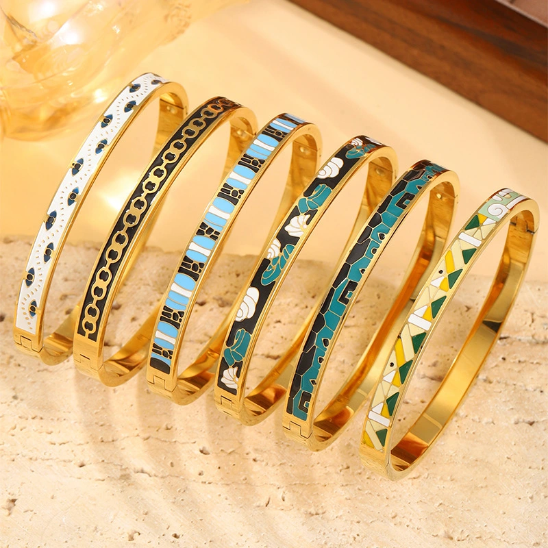 Retro Oil-Drip Titanium Steel Bracelet For Women