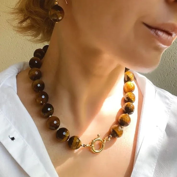 Women's Simple Tiger Eye Necklace