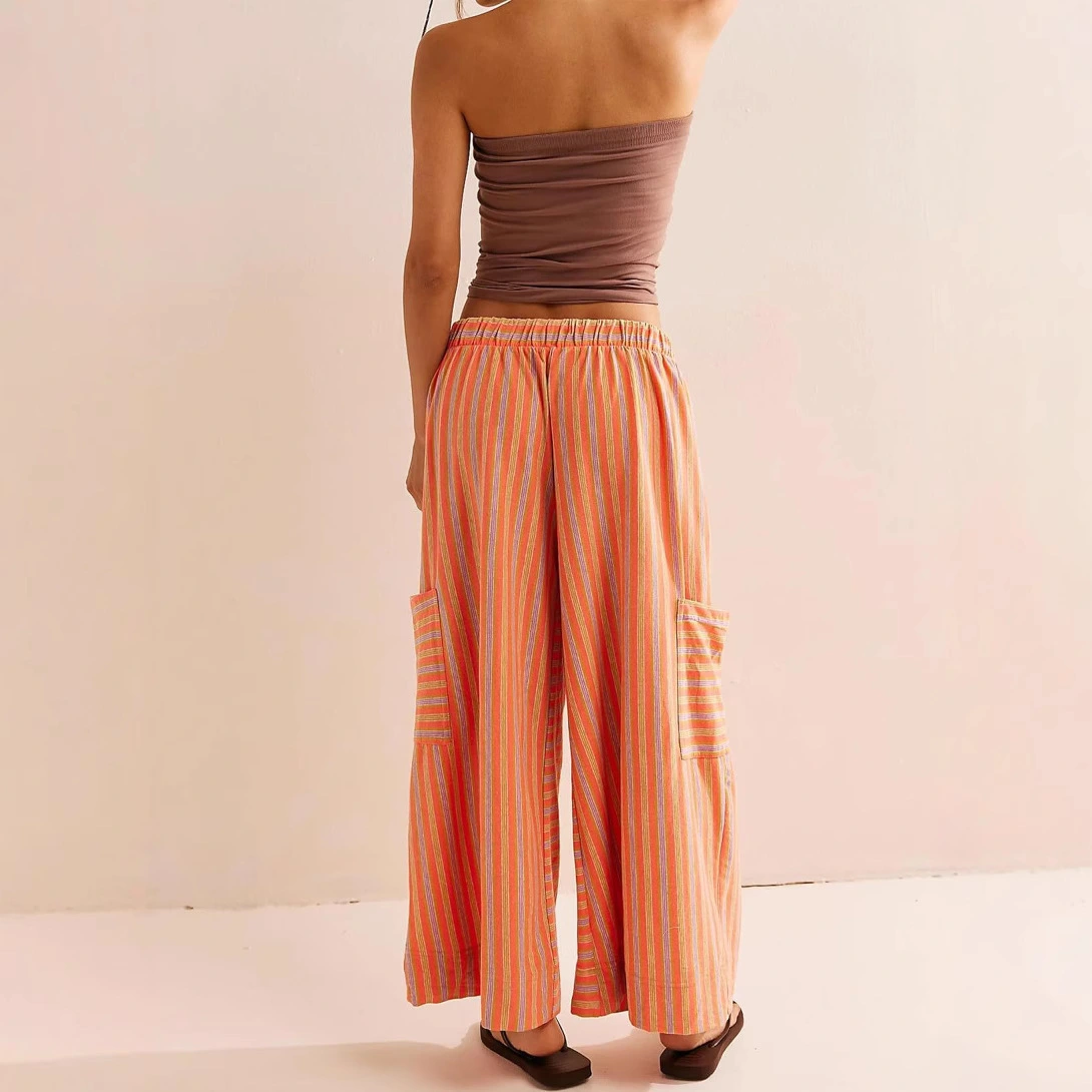 Summer Stripes Straight-leg Pants Women's Clothing