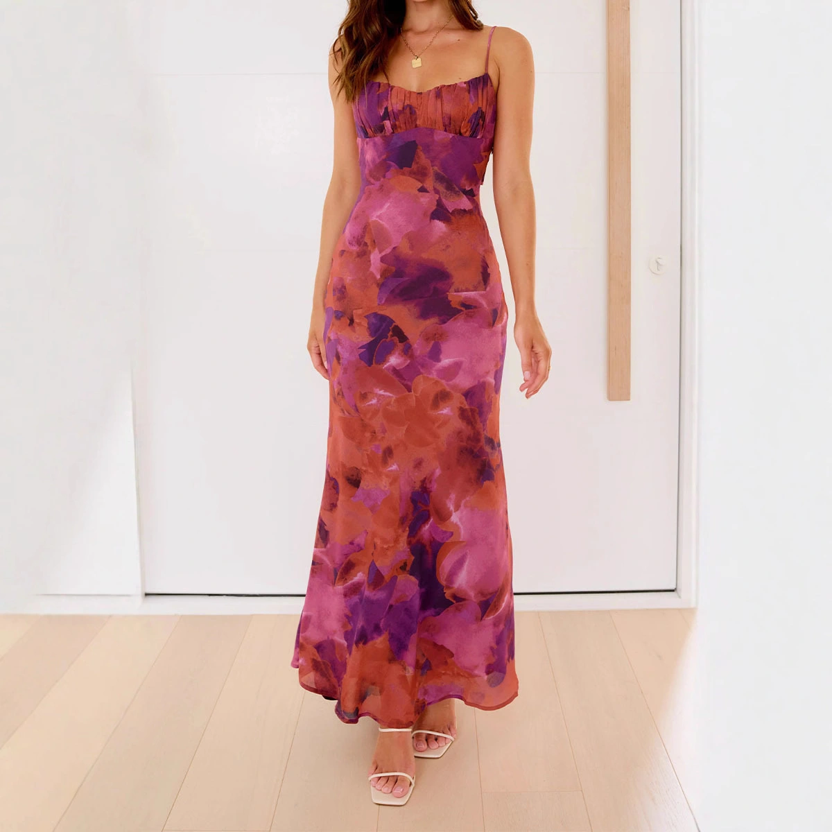 Tie Dye Hollow Backless Sling Dress