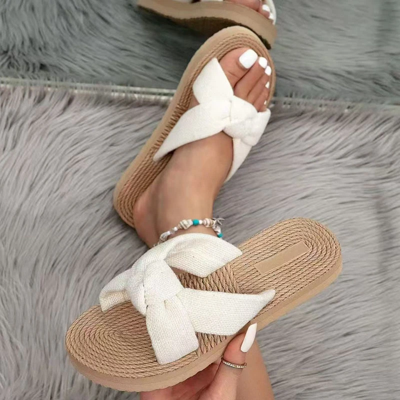 Summer New Breathable Bow-Knot Round-Toe Womens Sandals