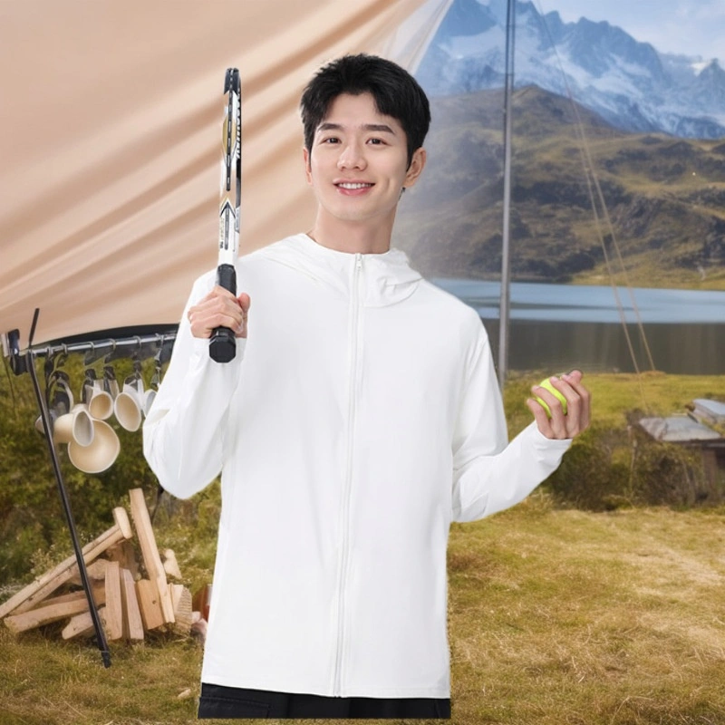 Outdoor Ice Silk Raw Yarn Men's Breathable Hooded Sun-Protective Jacket