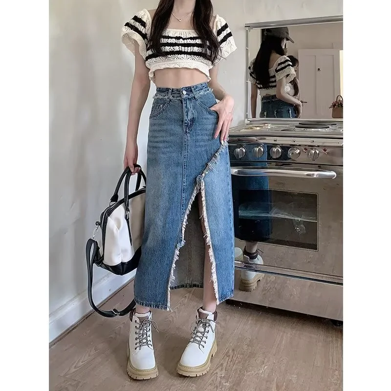 High-waisted Figure-flattering Niche Mid-length A-line Skirt