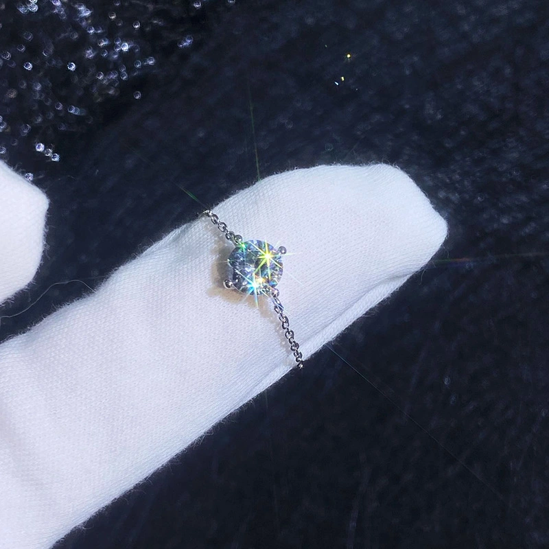 S925 Sterling Silver Mermaid Moissanite Ring For Women, Unique Design, Light Luxury Adjustable Chain Ring, Trending Fashion Jewelry