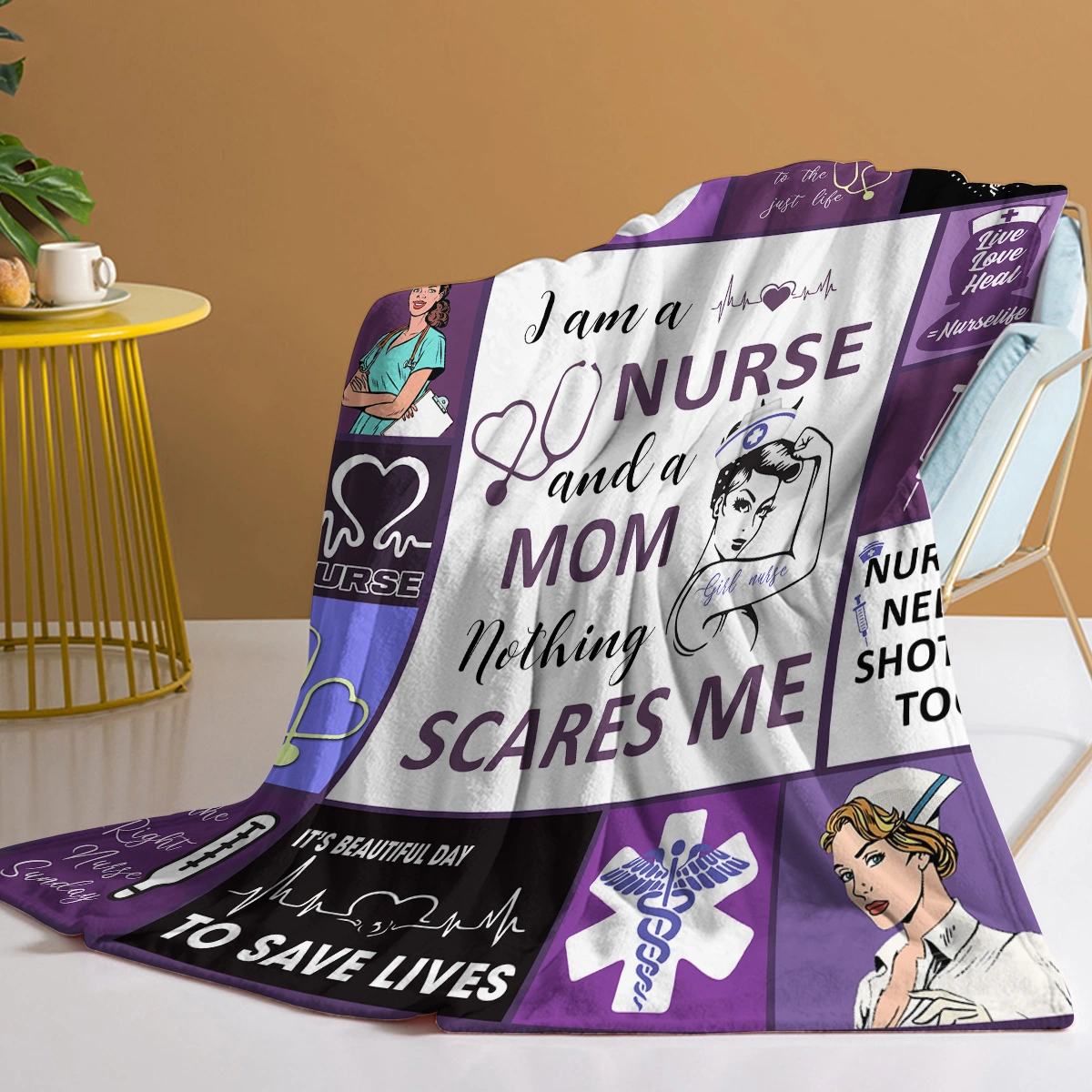 Nurse Mom Throw Blanket Nothing Scares Me Flannel Blanket For Women Funny Fleece Blanket