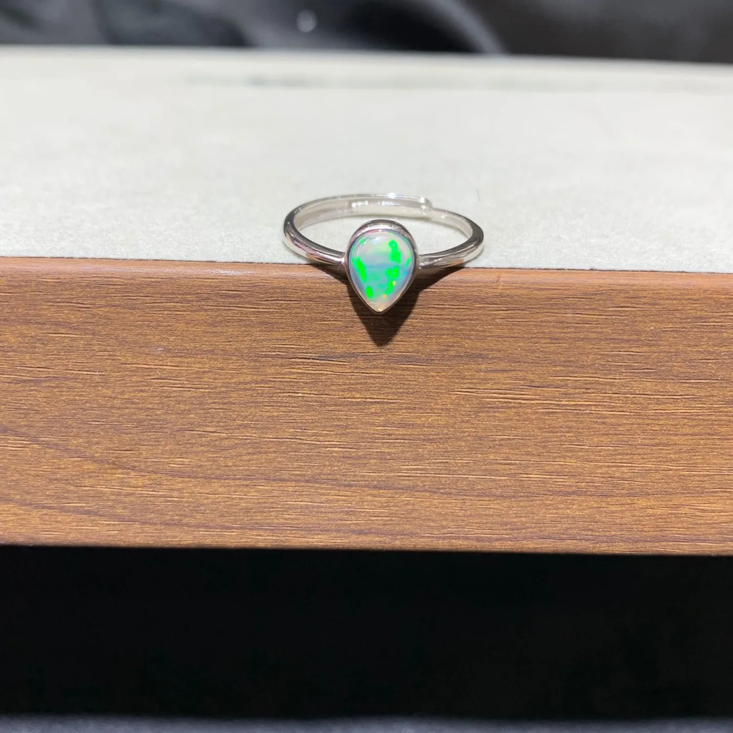 Natural Opal Ring, S925 Silver Setting, Minimalist Water-drop Shape, Opal Ring