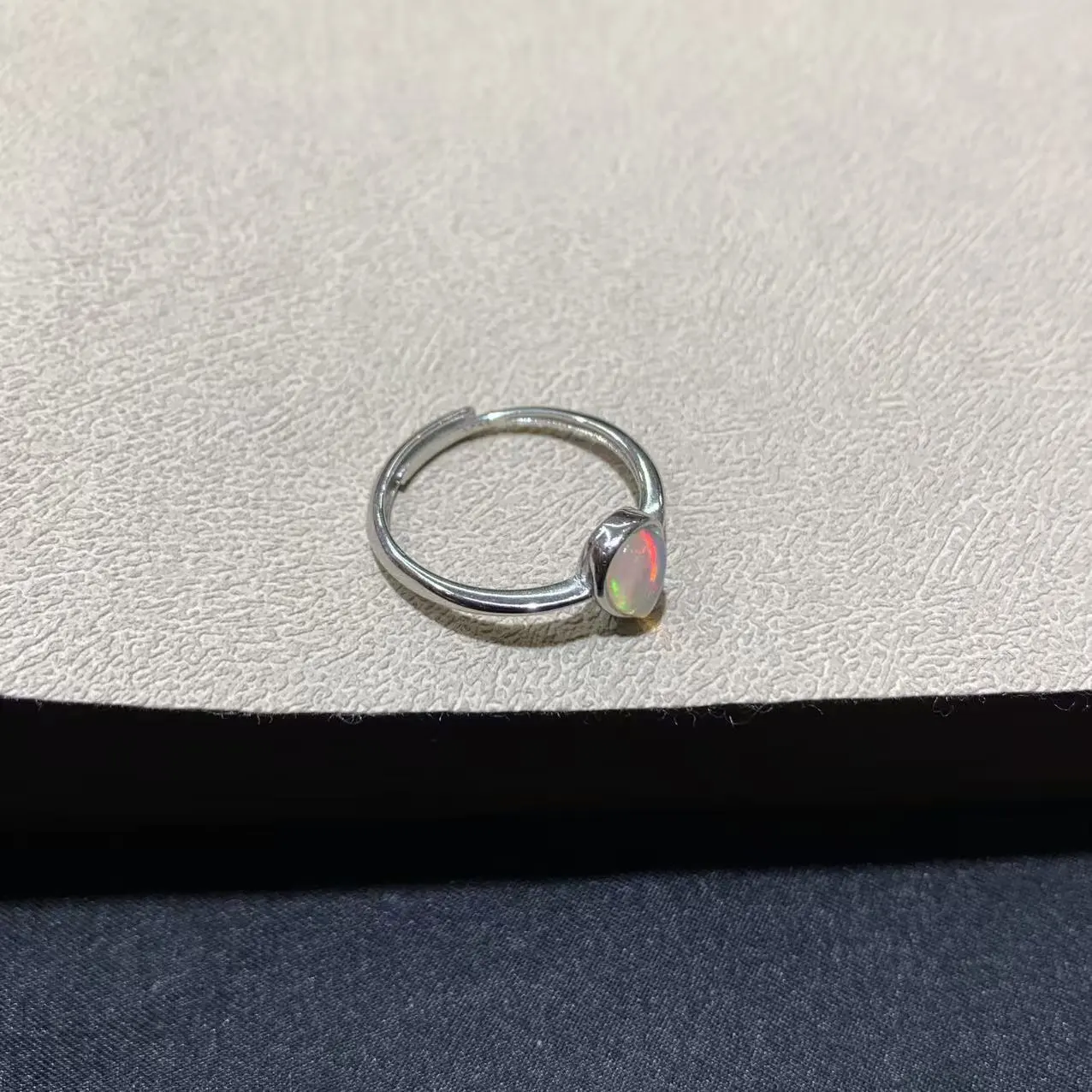 Natural Opal Ring, S925 Silver Setting, Minimalist Water-drop Shape, Opal Ring