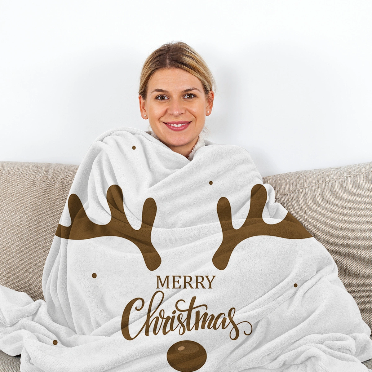 White Flannel Fleece Bed Blanket For Bedroom Sofa Couch Merry Christmas Throw Blanket Lightweight Cozy Plush Festival Theme Blanket