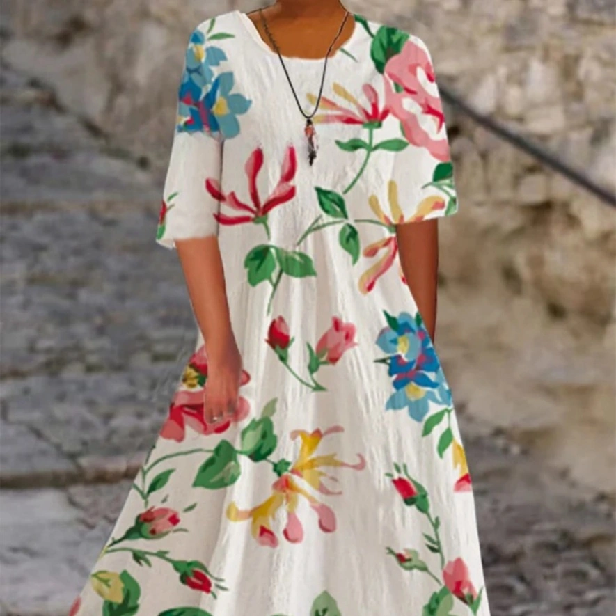 European And American Spring And Summer Print Loose Casual Dress