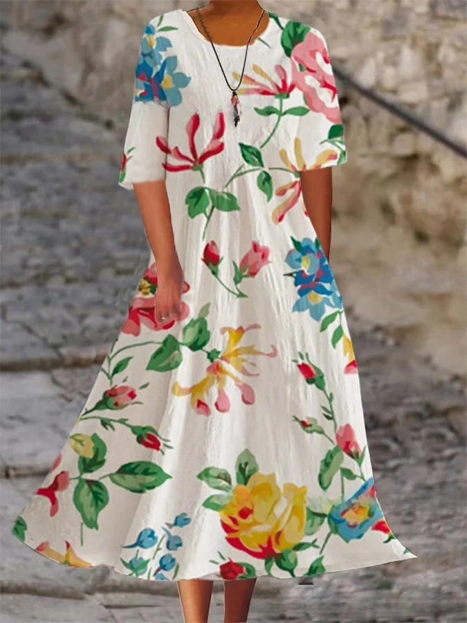 European And American Spring And Summer Print Loose Casual Dress