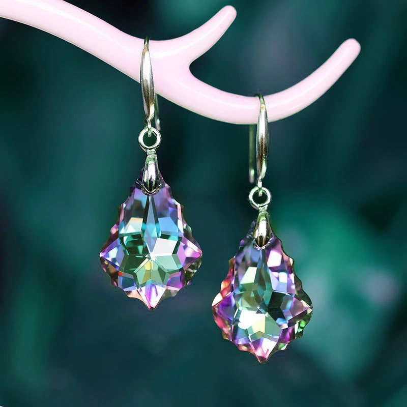Women's S925 Silver Needle Colorful Crystal Earrings
