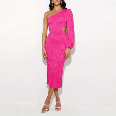 Cross-border Fashion Womens Sheath Hollow-out Off-Shoulder Slim-Fit Dress