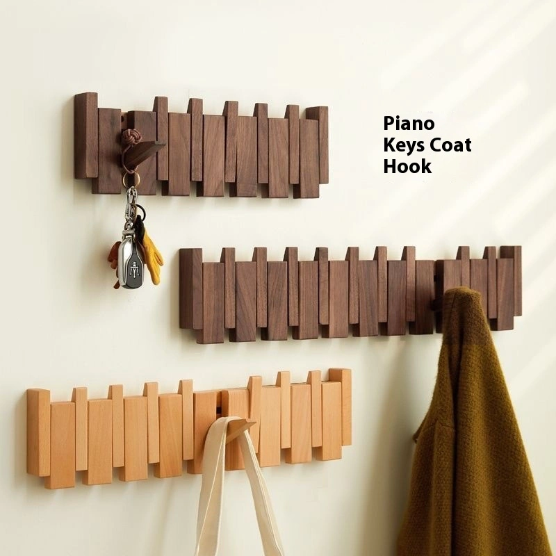 Nordic Punch-free Solid Wood Piano Clothes Rack