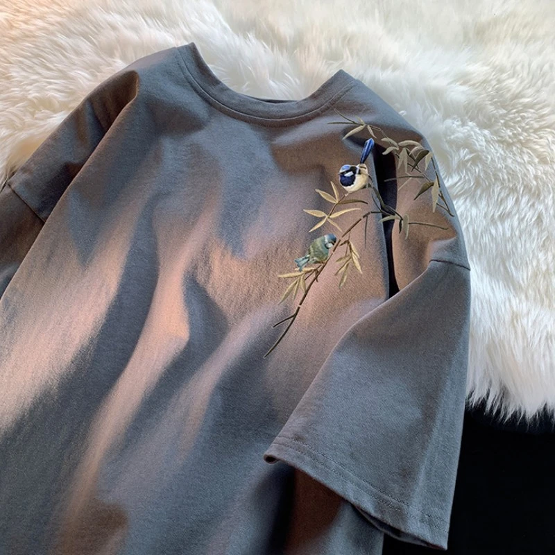 Men's Embroidered Pure Cotton T-shirt