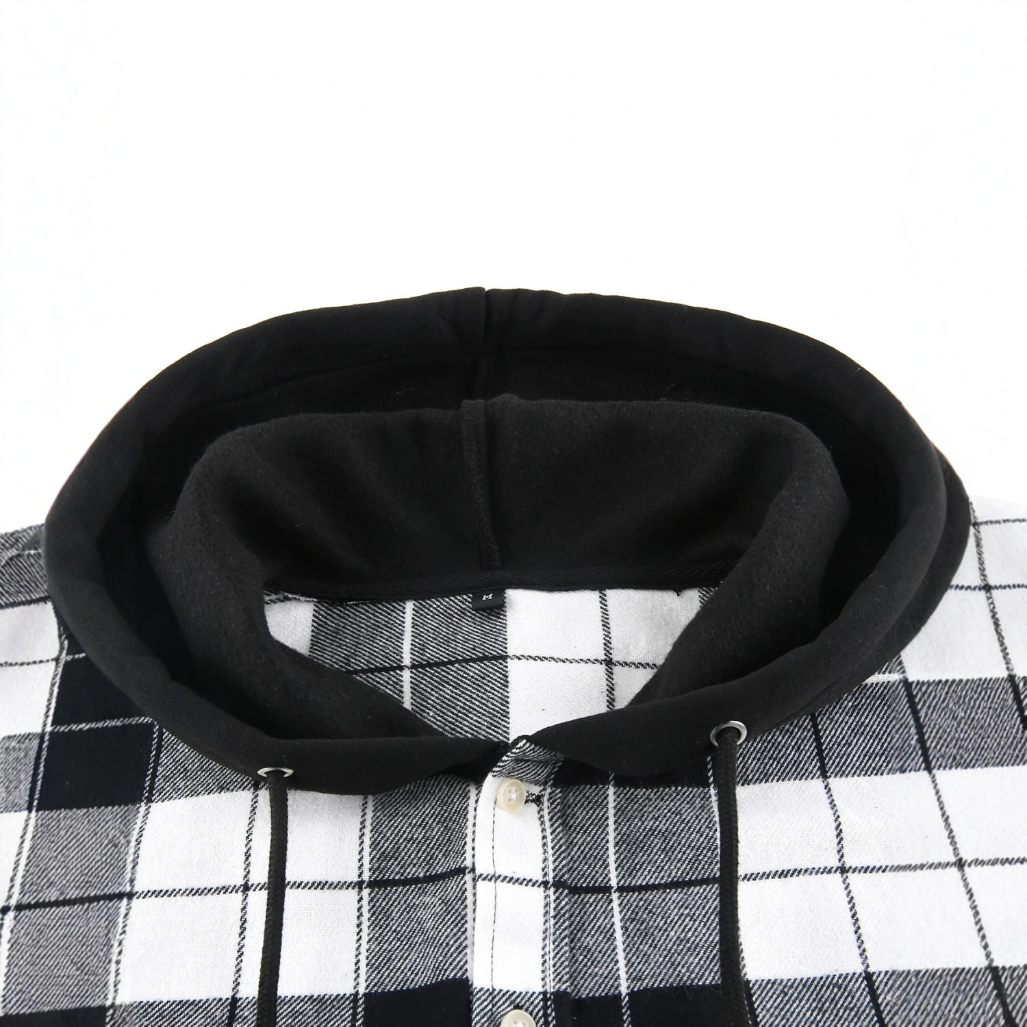 Men's Plaid Shirt Casual Hooded Jacket With Two Pockets
