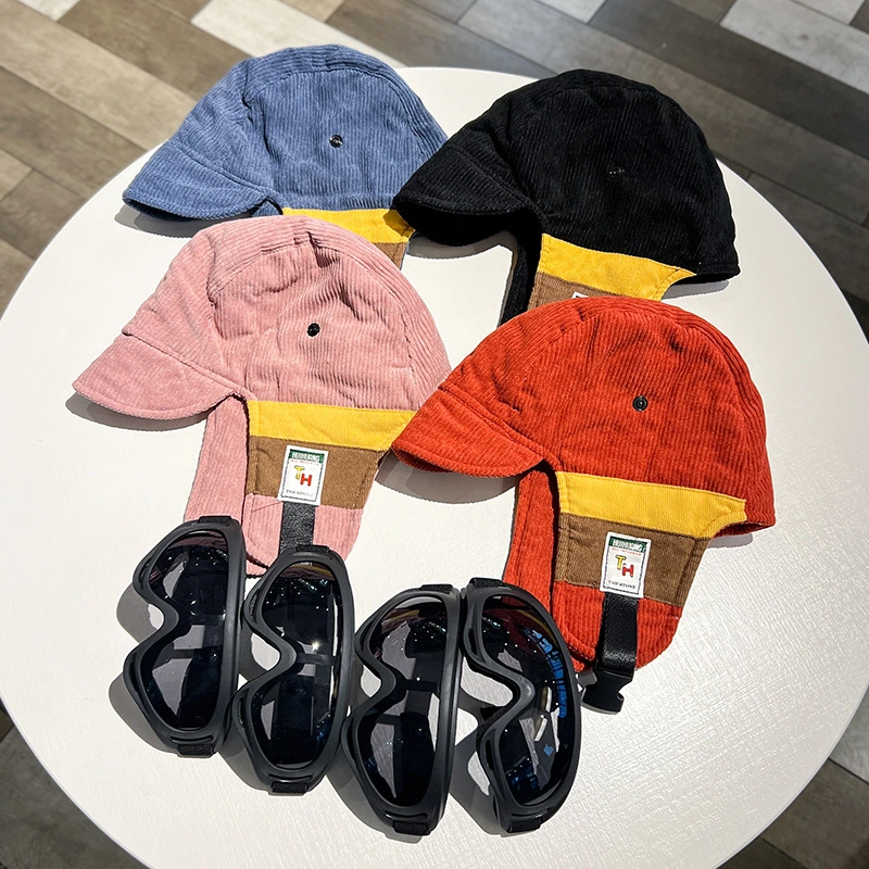 Pilot Hat Corduroy Warm Ear Protection Ushanka