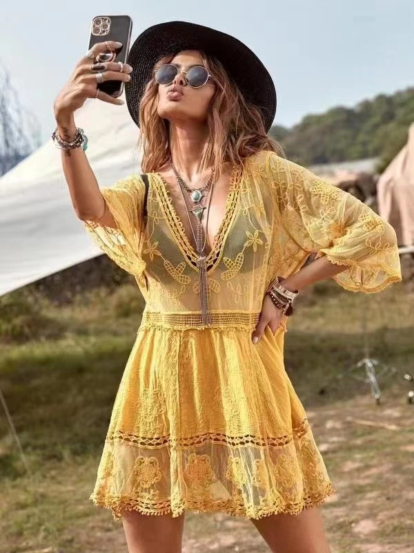 Lace Loose Resort Sunscreen Swimsuit Cover Up Skirt