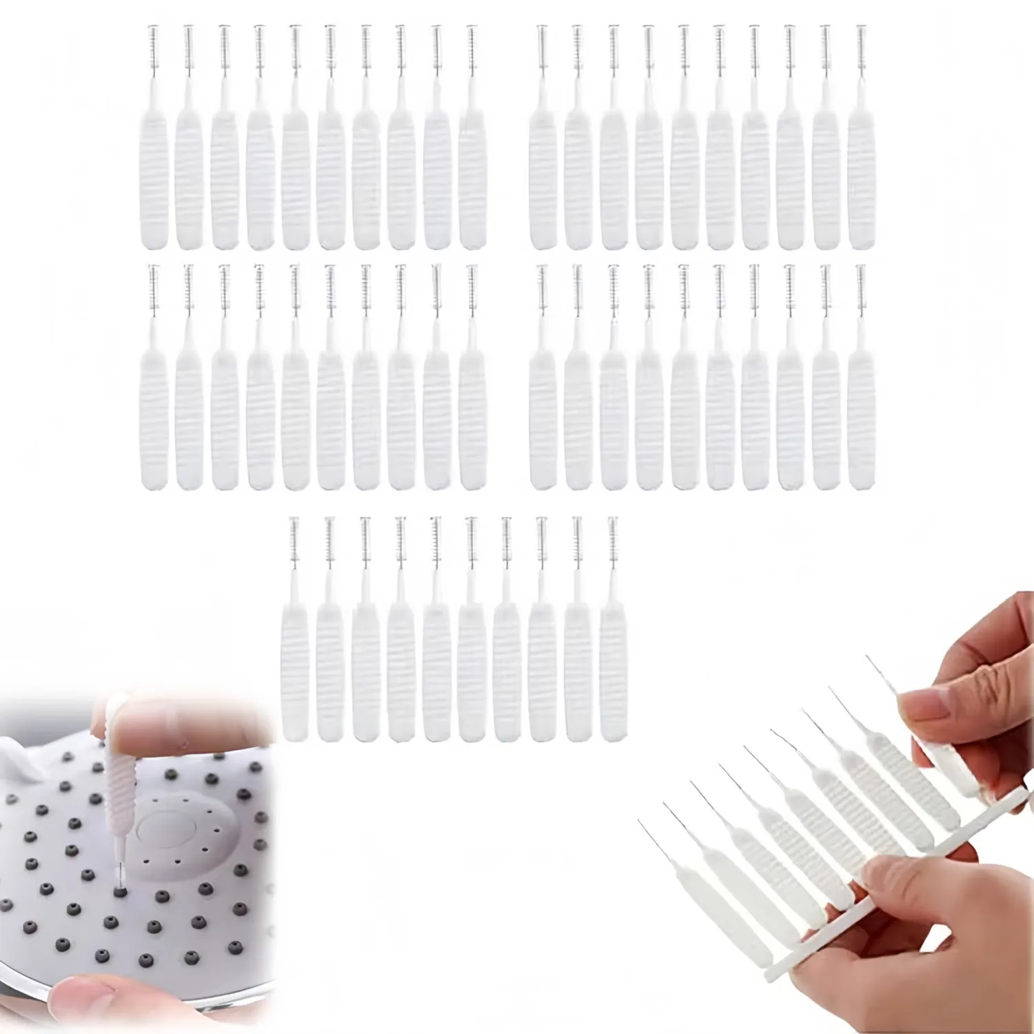 Shower Head Cleaning Brush, Multifunctional Shower Cleaning Tools Showerhead Cleaning Brushes Picks Anti-Clogging Nozzle with Storage Boxes for Household Bathroom Nozzle (50)