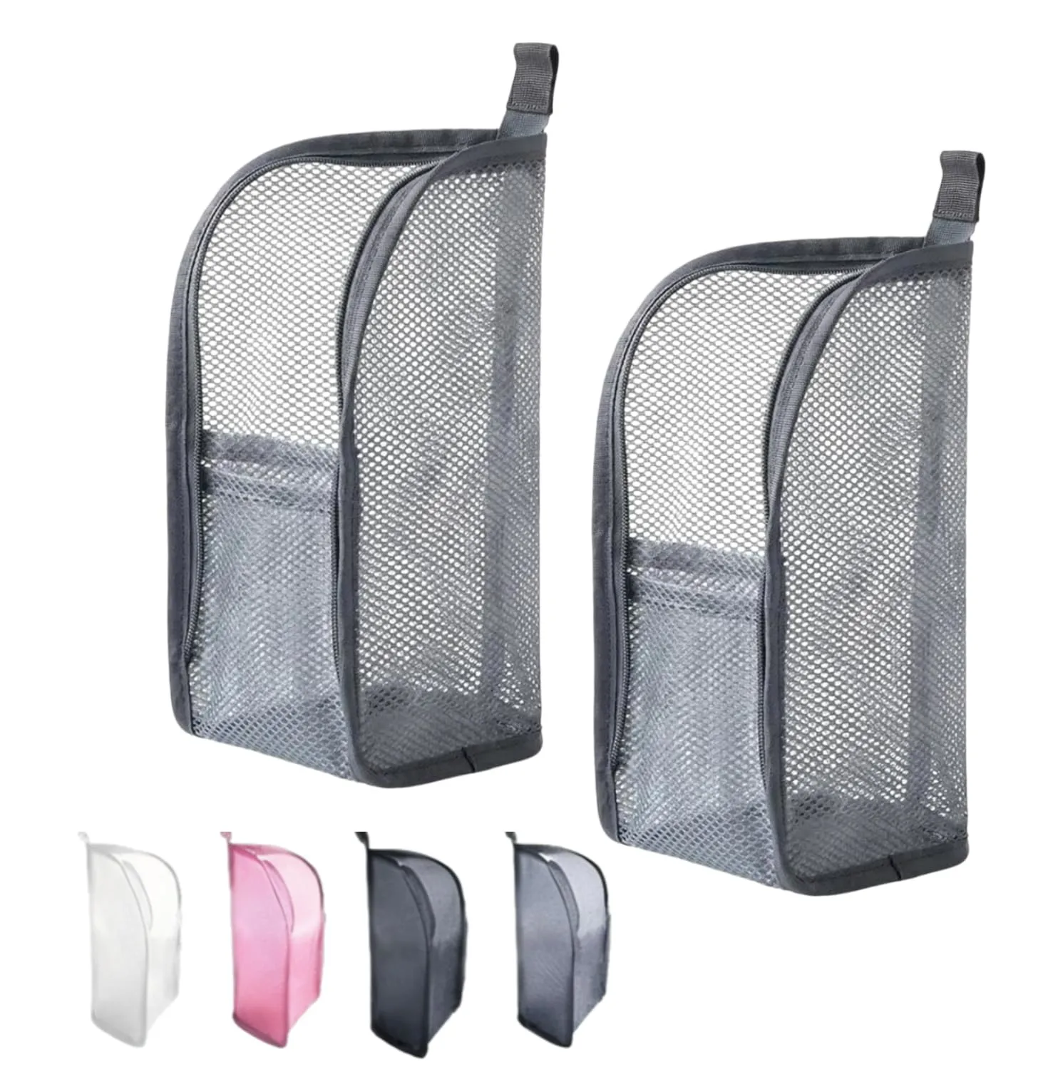 Standing Toiletry Bag, Upgraded Portable Lightweight Travel Toiletry Bag Foldable Clear Hanging Travel, EVA Mesh Large Capacity Cosmetic Waterproof Bag for Travel Organiser Storage (Gray 2Pcs)