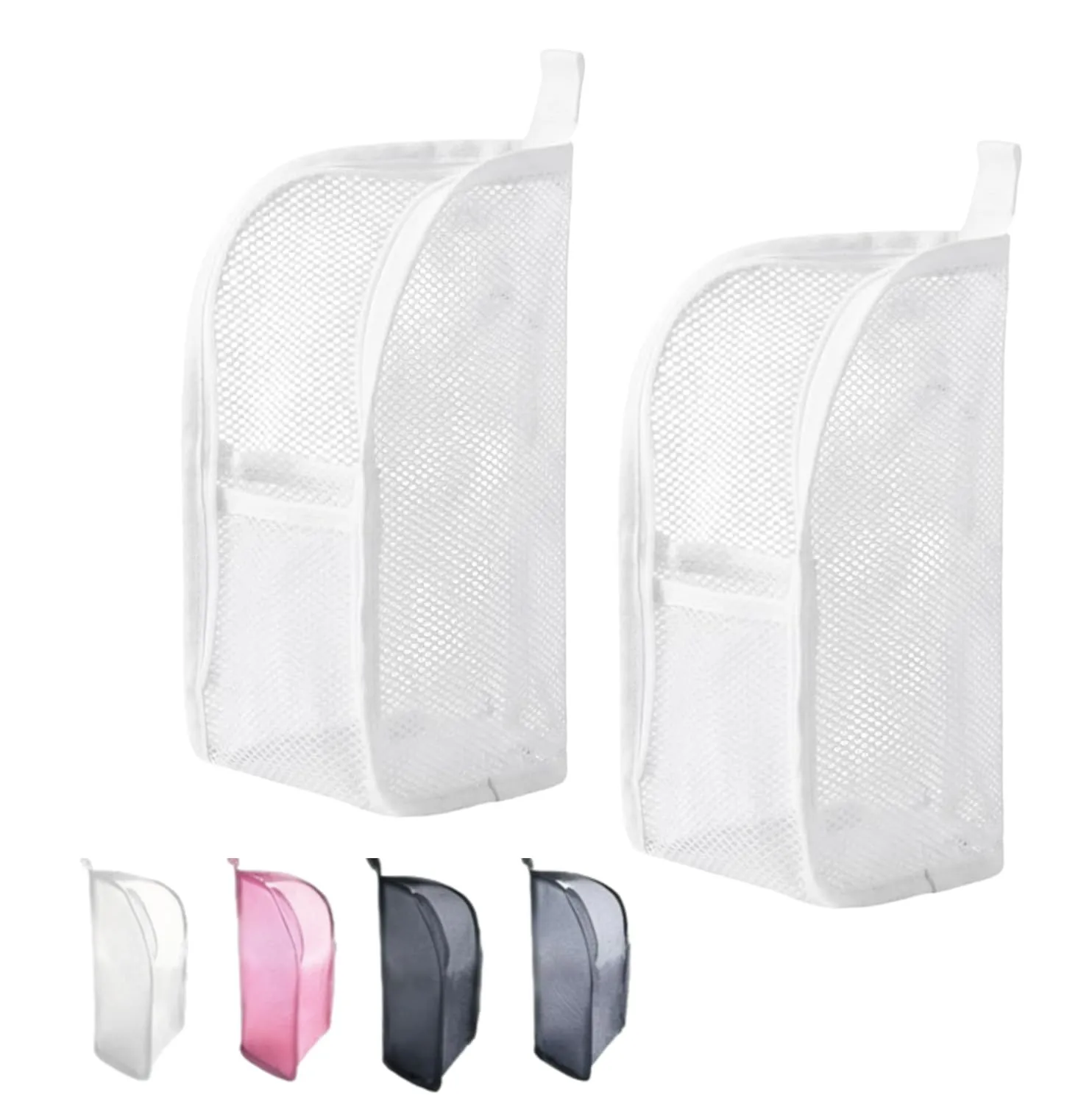 Standing Toiletry Bag, Upgraded Portable Lightweight Travel Toiletry Bag Foldable Clear Hanging Travel, EVA Mesh Large Capacity Cosmetic Waterproof Bag for Travel Organiser Storage (White 2Pcs)