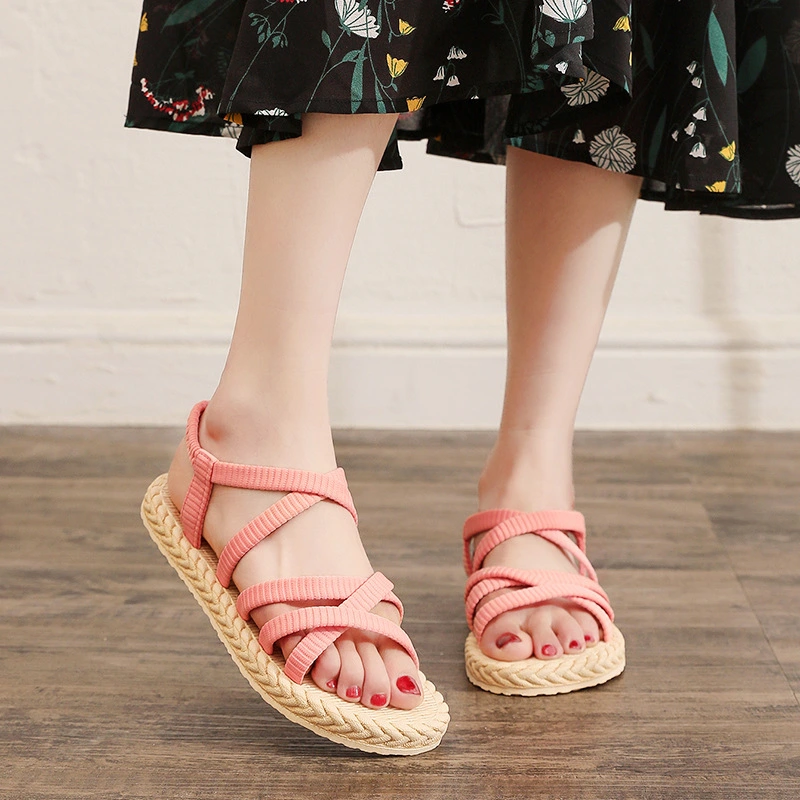 Sandals Women's Imitation Straw Travel Beach