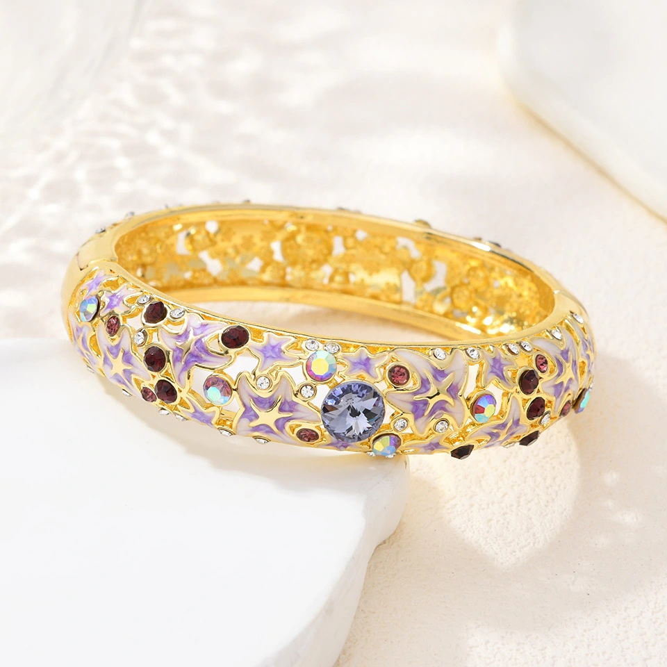 Ocean Style Starfish Enamel Diamond-Encrusted Bracelet