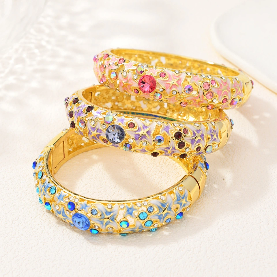 Ocean Style Starfish Enamel Diamond-Encrusted Bracelet