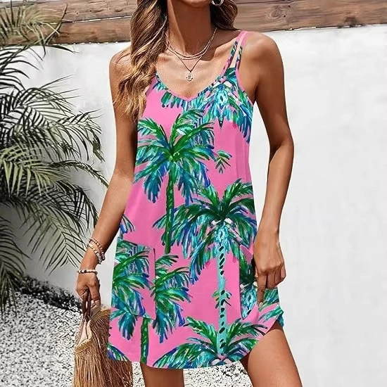 Loose-fitting Printed Slip Dress For Women