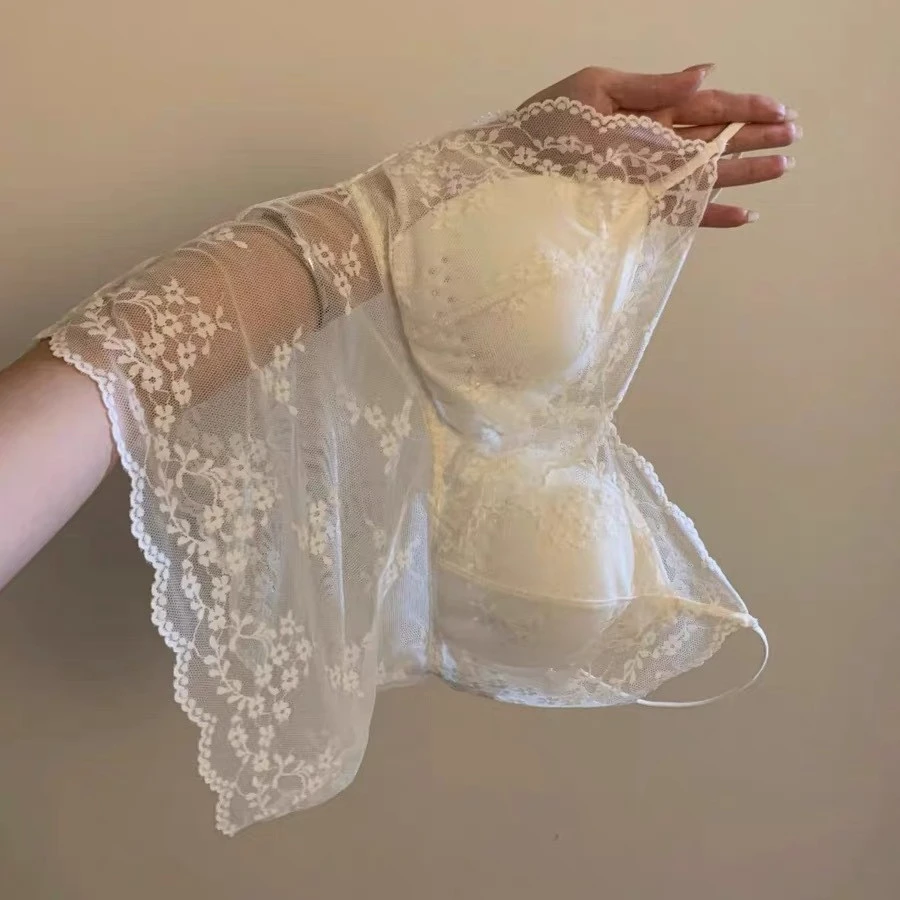 Lace V-neck Mesh Hollow-out Camisole With Chest Pads