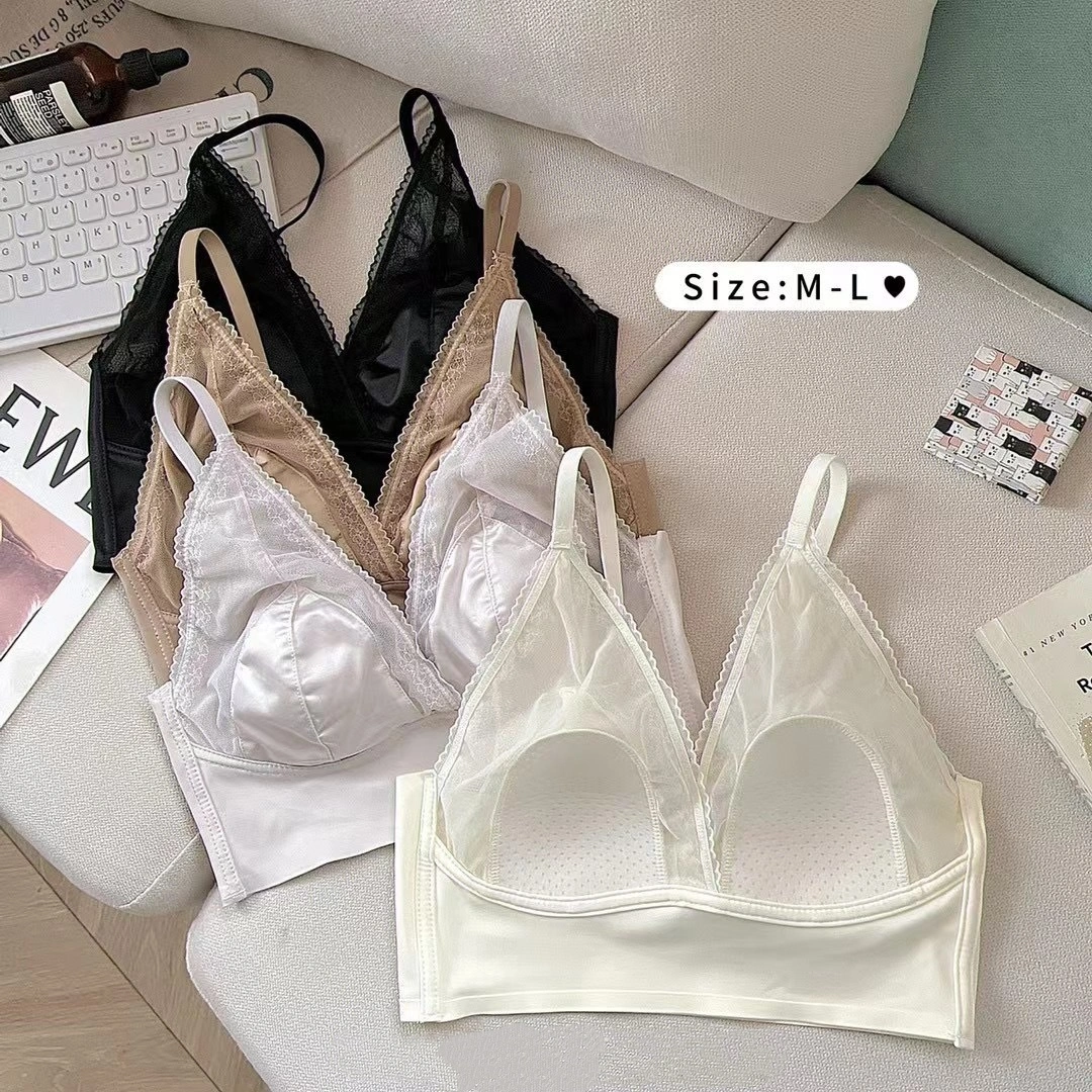 Satin Seamless Lace-trimmed Strapless Bra