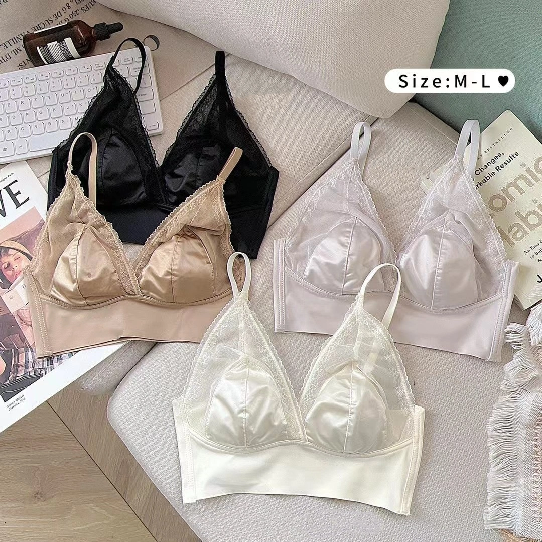 Satin Seamless Lace-trimmed Strapless Bra