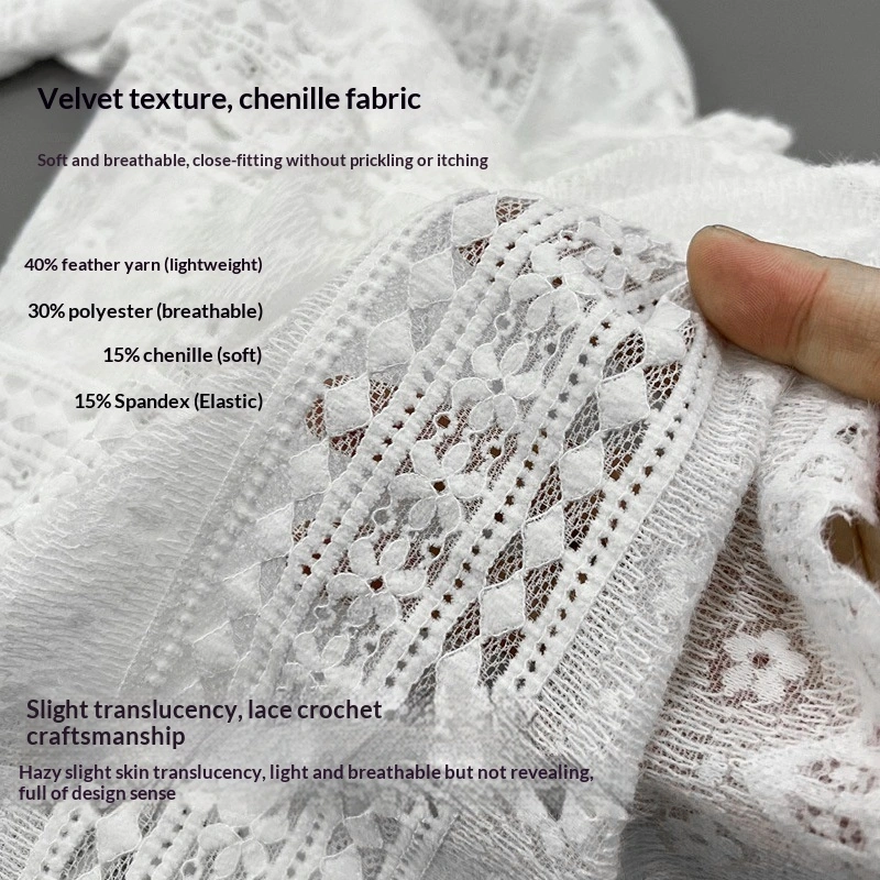 Lace Crochet Hollow-Out Knit Top Can Be Worn As An Inner Or Outer Layer Slimming And Sun-Protective Cover-Up