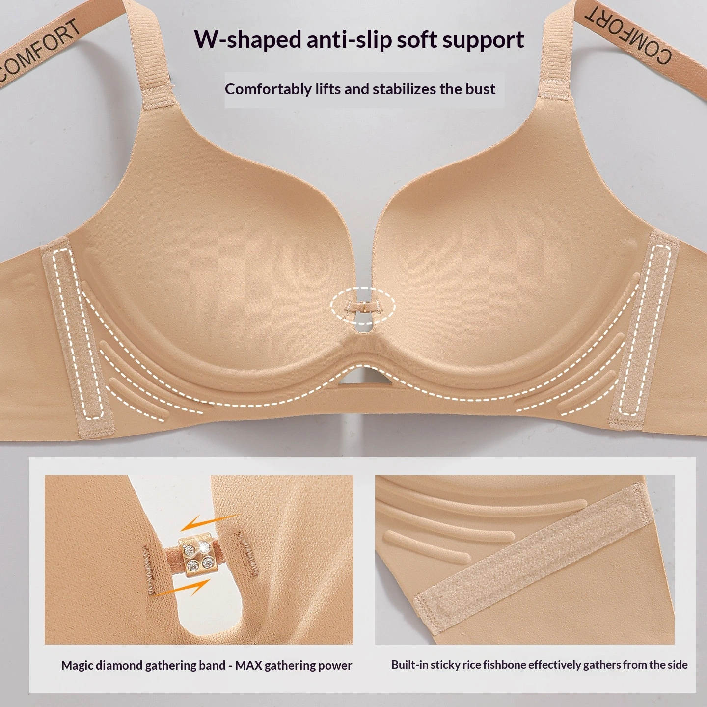 Womens Push-Up Seamless Wireless Bra