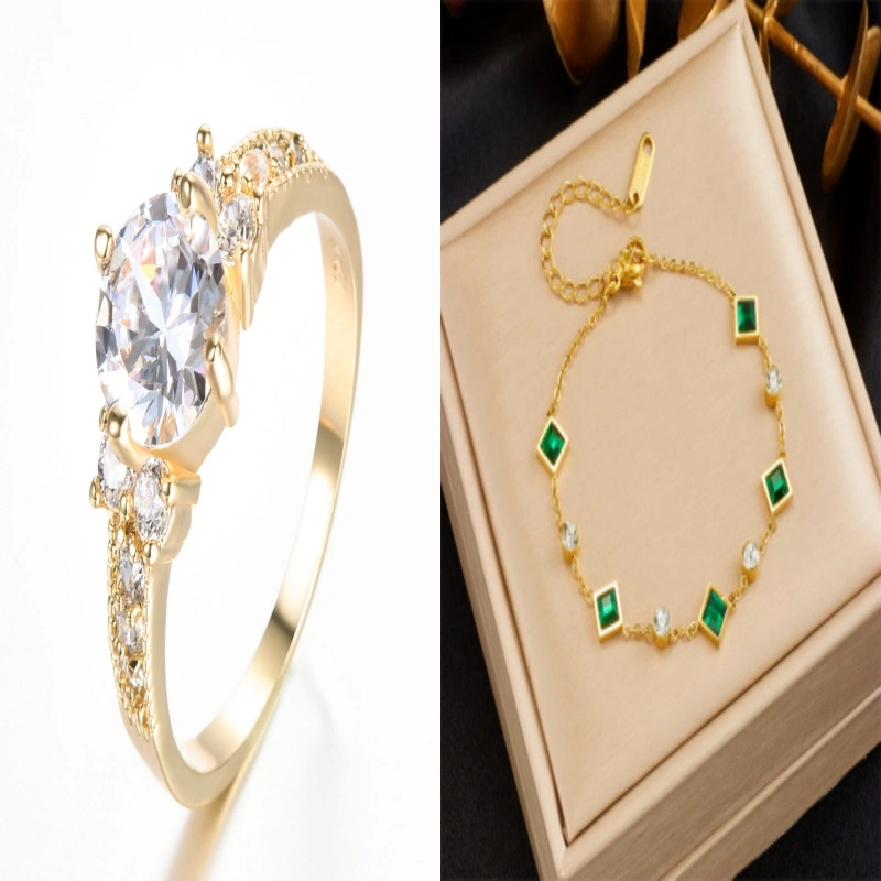 Rhinestone Zircon Four Claw Round Ring