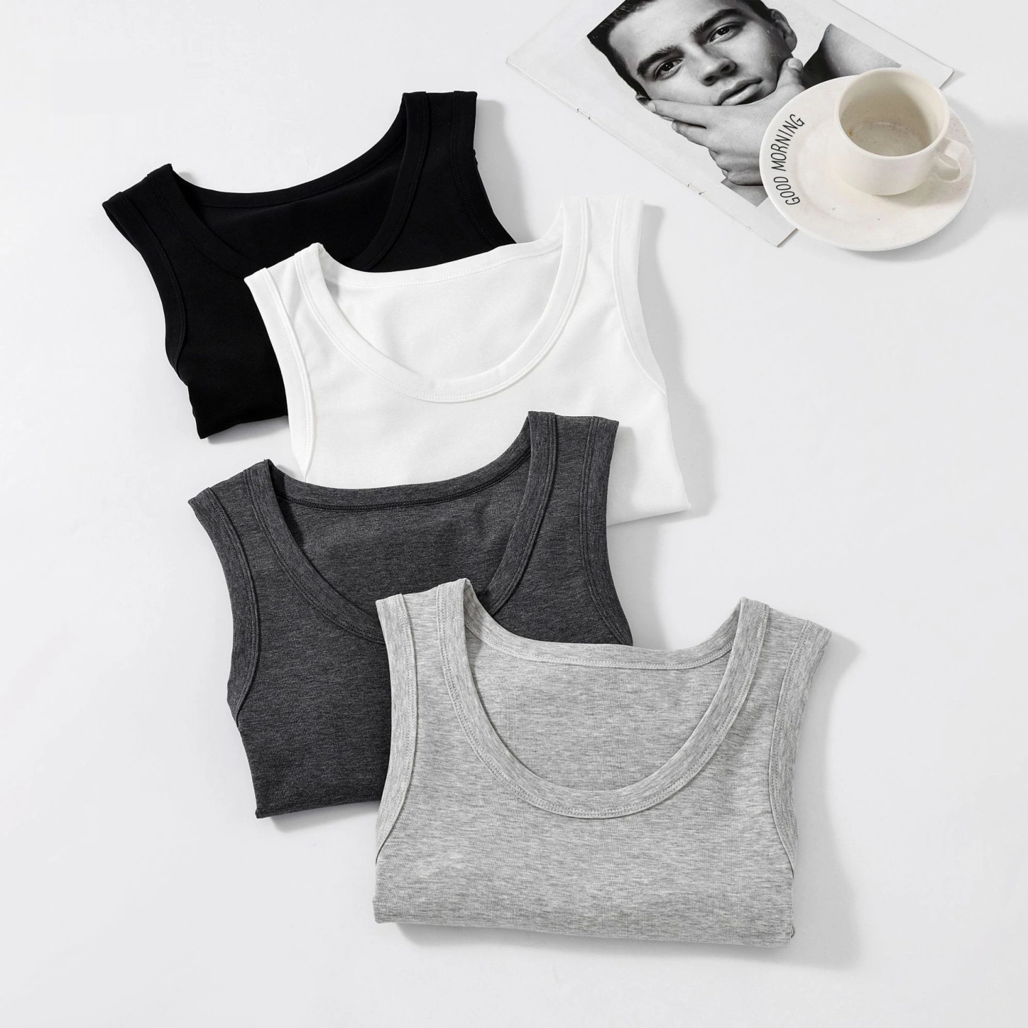 Lyocell Cotton Cool-Touch Stretch Slim-Fit Sports Vest