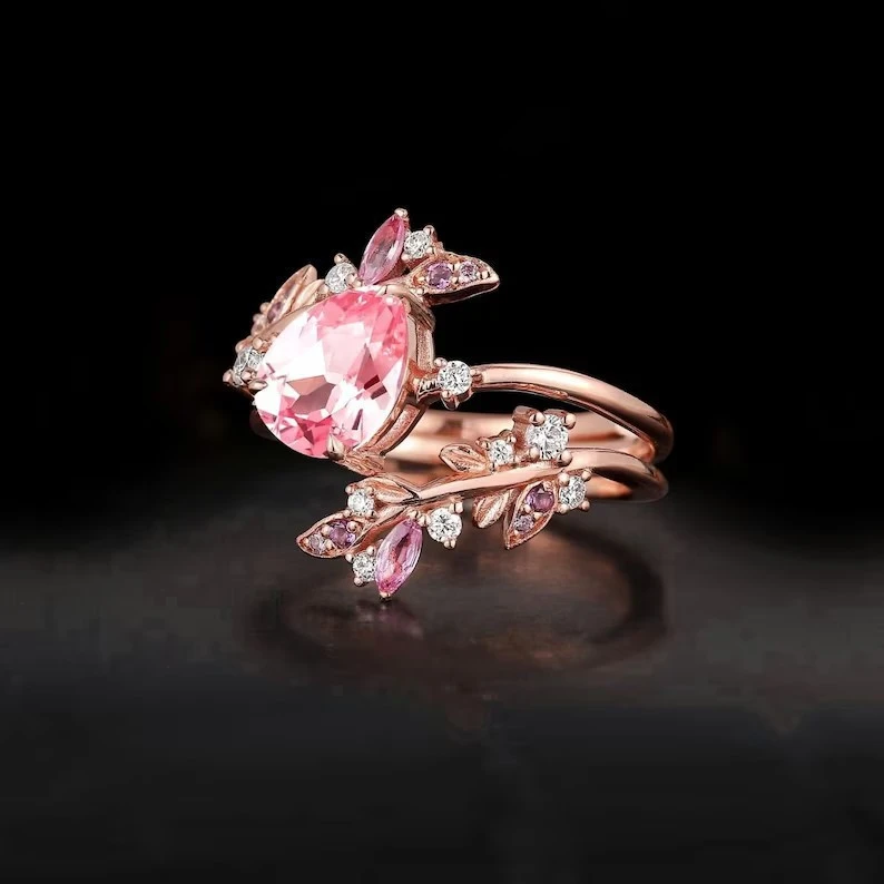 Women's Geometric Zircon Ring Set