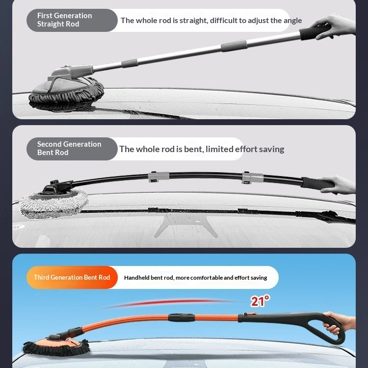 Car Wash Handheld Bent-Handle Soft-Bristle Mop