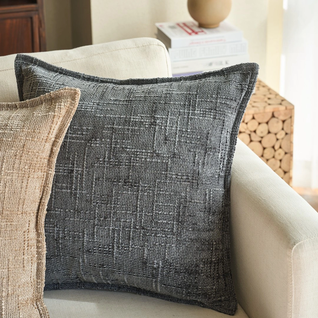 Cross-border Pillowcase Solid Color Chenille Hemp Chunky Knit Bamboo Joint