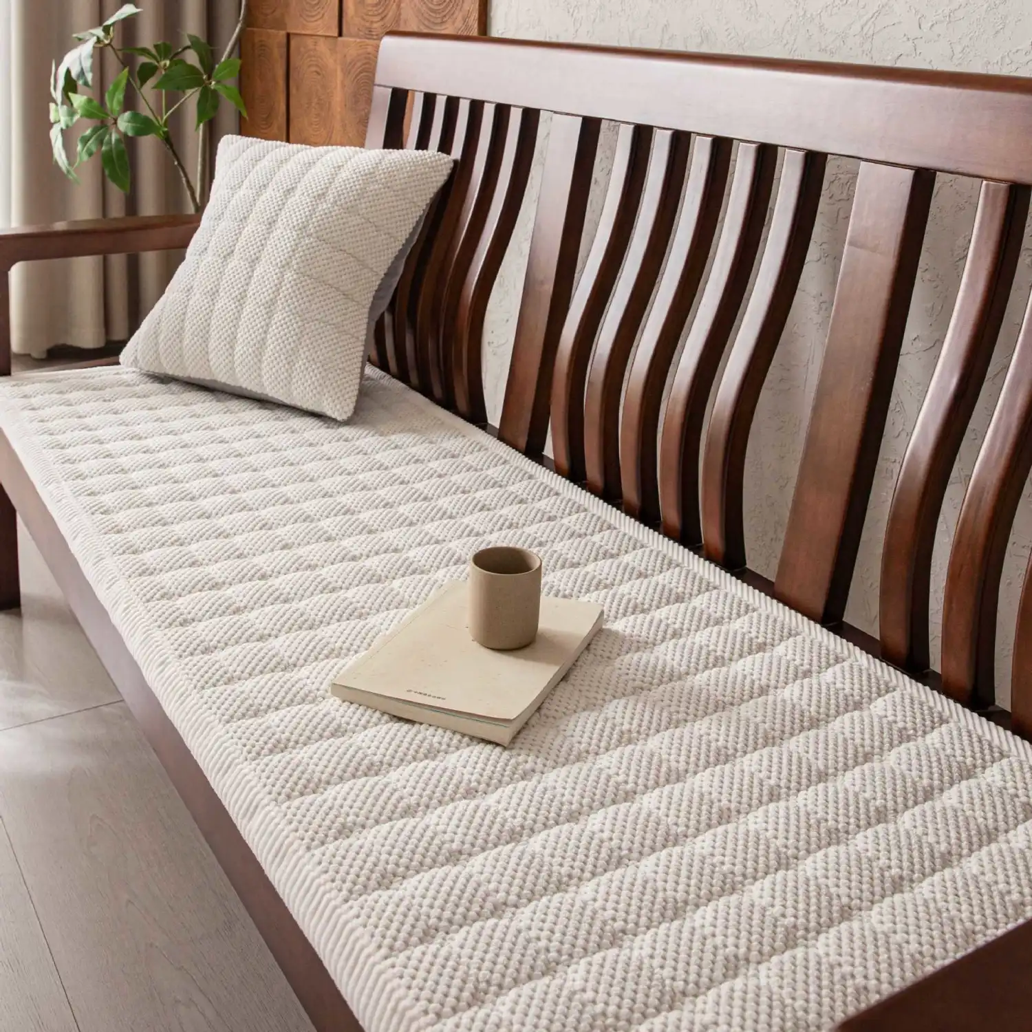 Four-Season Non-Slip Sofa Cushion In Coffee Corduroy