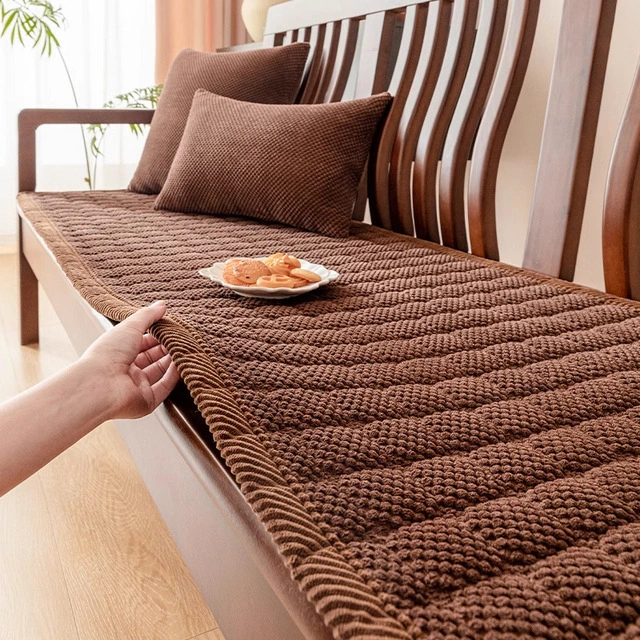 Four-Season Non-Slip Sofa Cushion In Coffee Corduroy