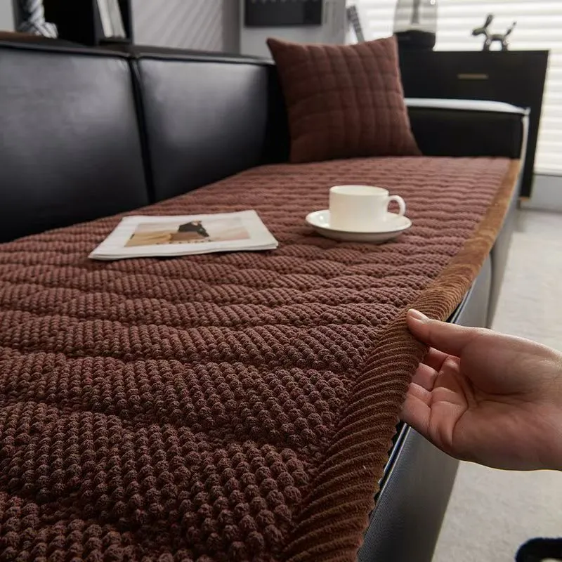 Four-Season Non-Slip Sofa Cushion In Coffee Corduroy
